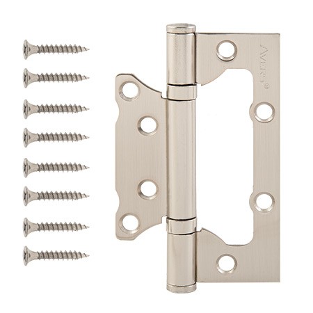 Петля без врезки 100*63*2мм НИКЕЛЬ матовый NIS (комплект 2шт.) AVERS *1/6/48 Петля без врезки 100*63*2мм НИКЕЛЬ матовый NIS (комплект 2шт.) AVERS *1/6/48