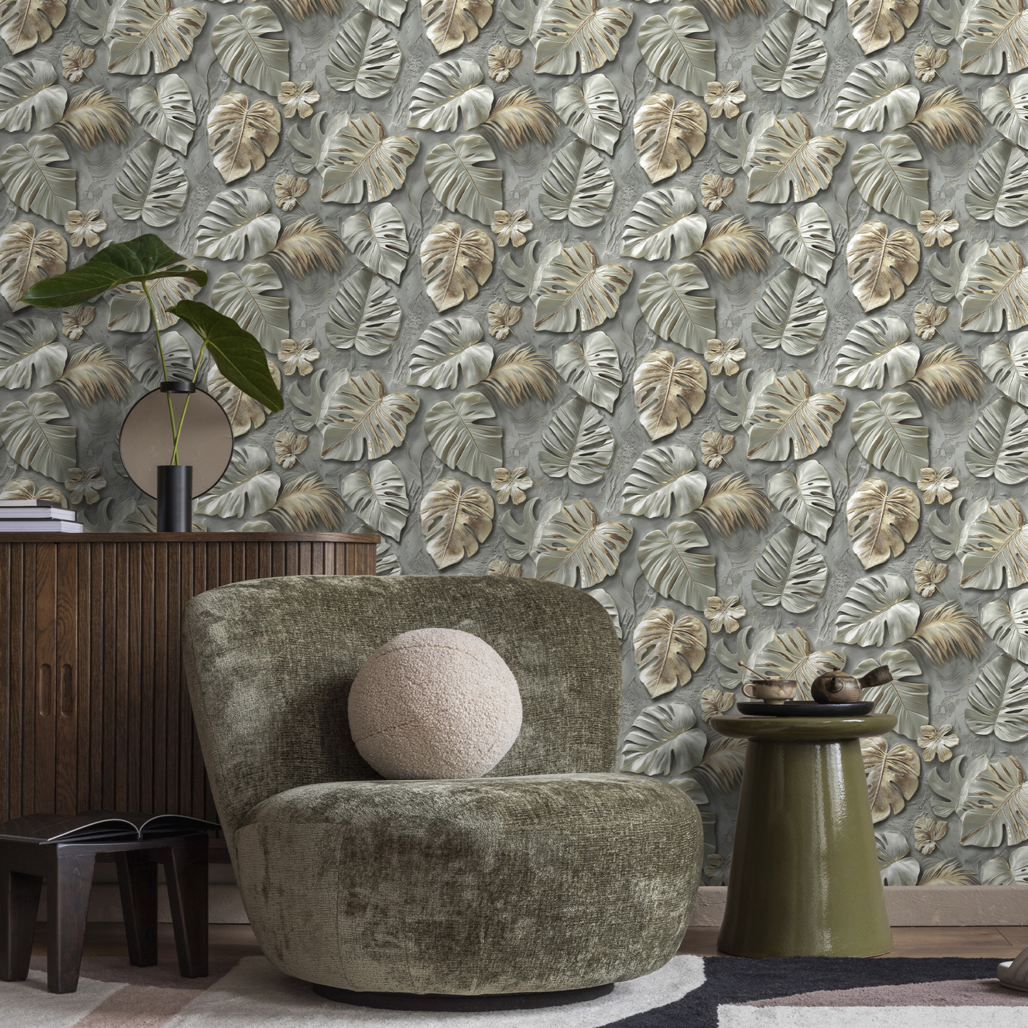 Обои флиз Victoria Stenova Madeira (сер./зел.) 585553 1.06*10м *6