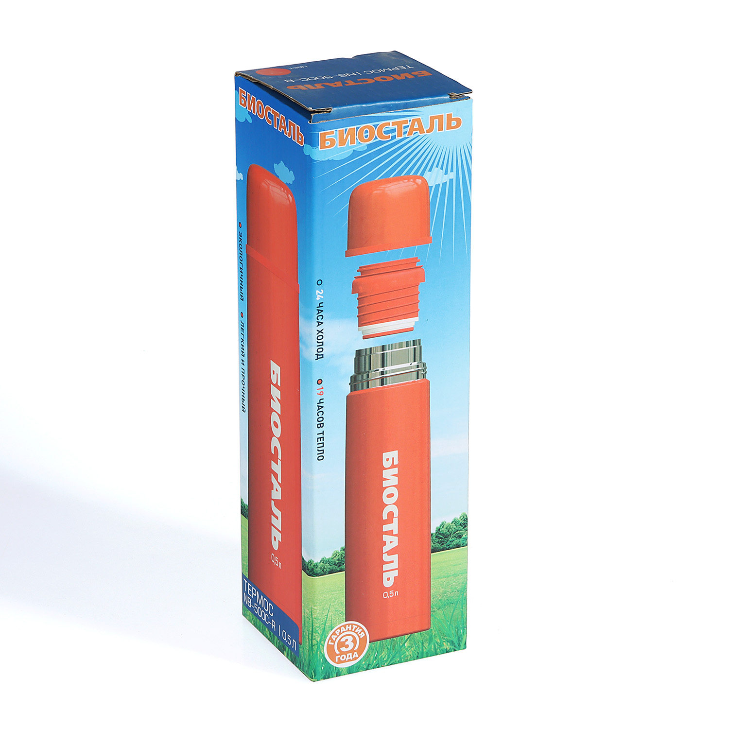 Термос нерж.Биосталь 0,5л Узк.горло FLЁR Красный NВ-500 С-R