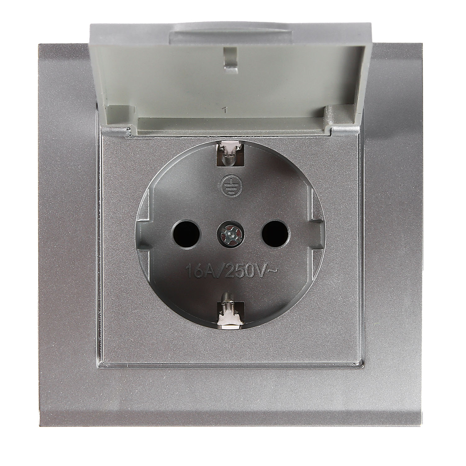 Розетка Бриллиант СП 1-мест. серебро сз с крышкой 16А IP20 UNIVersal 7949896