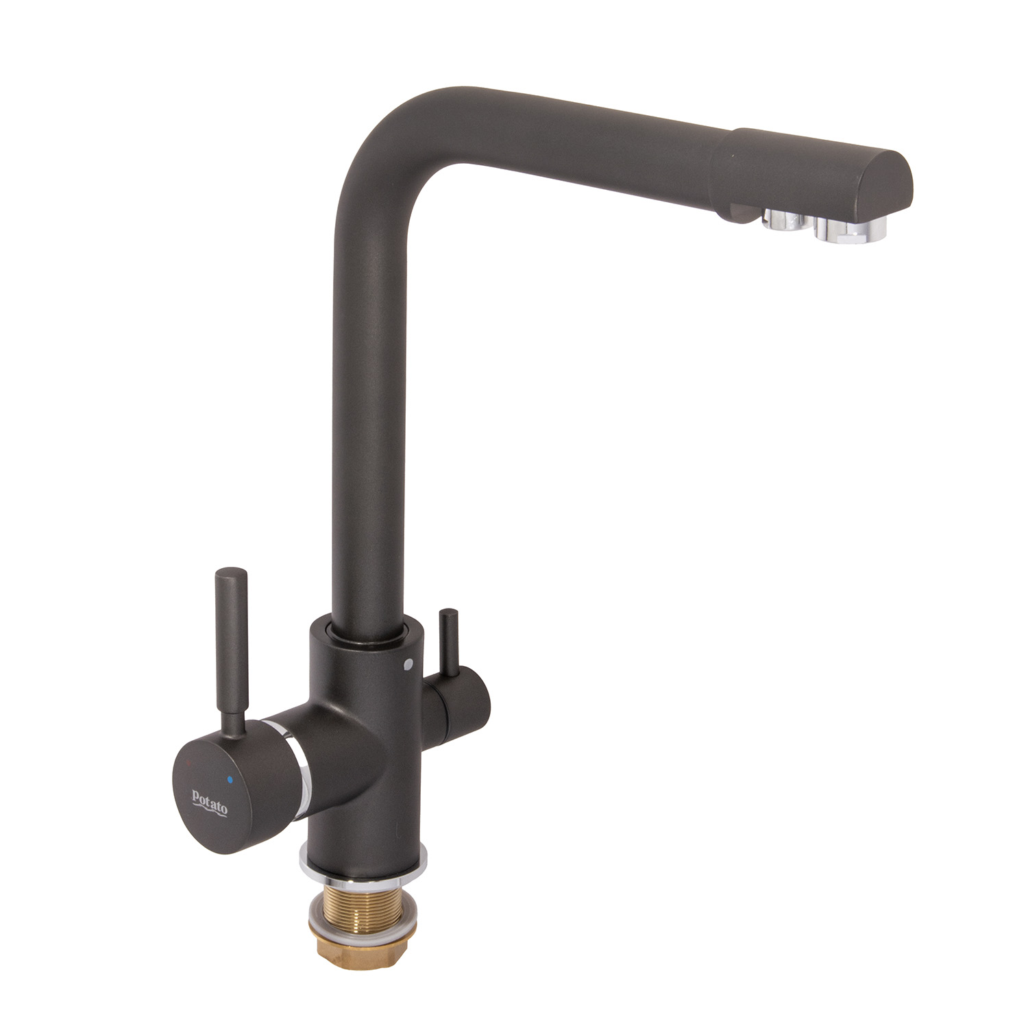 Смеситель для кухни Potato P4498-19, высокий излив, с выходом для питьевой воды Смеситель для кухни Potato P4498-19, высокий излив, с выходом для питьевой воды