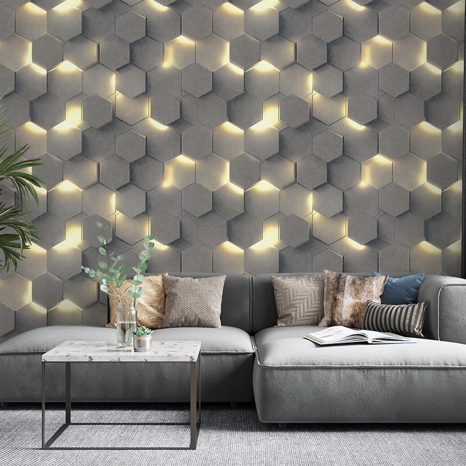 Обои флиз "AS Палитра" Аспект Гексагон (сер.) 70669-42  1,06*10м *1/6