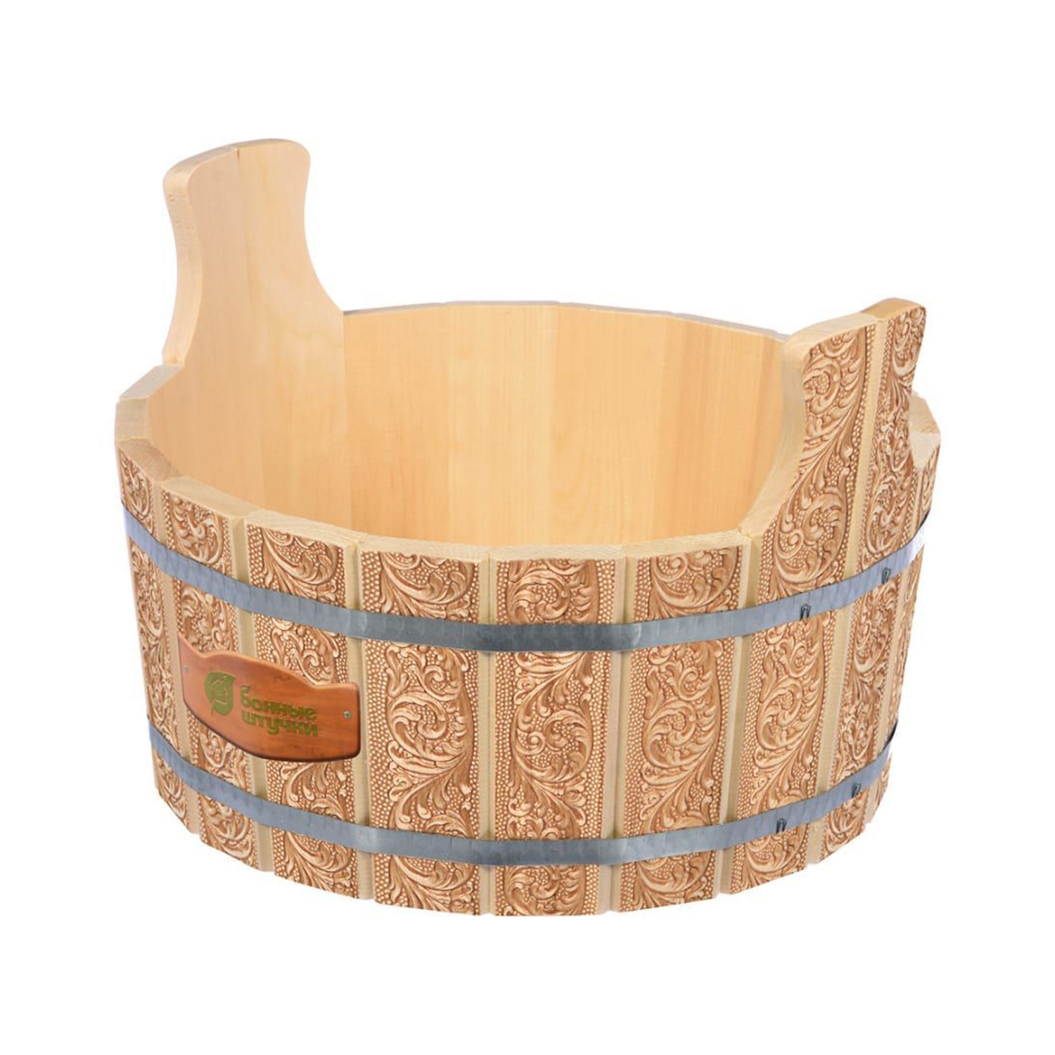 Ушат "шайка" 15 л с орнаментом "Цветы" в коробке "Банные штучки"/1