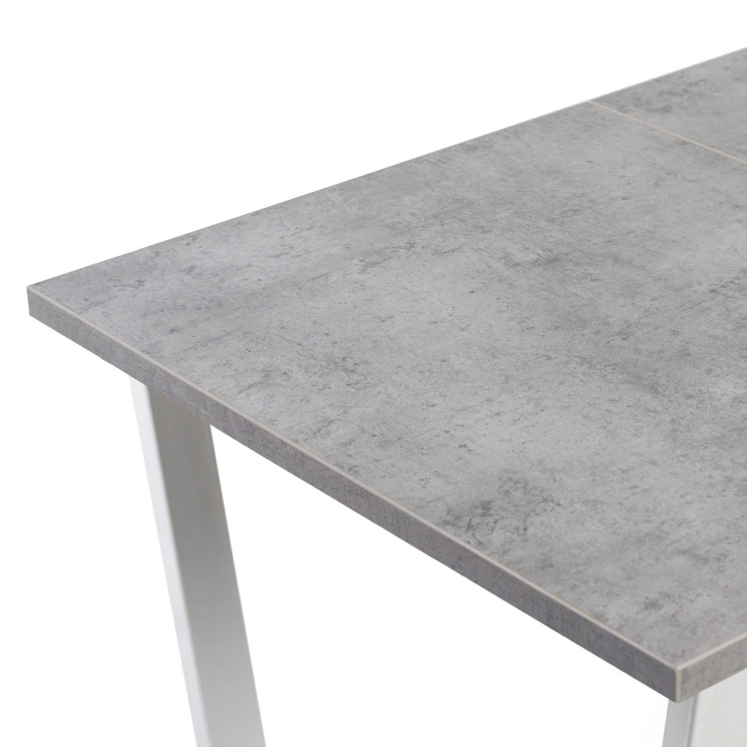 Стол раздв.АТЛАНТ-2 1200(+500)*800*h750мм ЛДСП EGGER Бетон Чикаго светлый+опора метал.Белый глянец*1