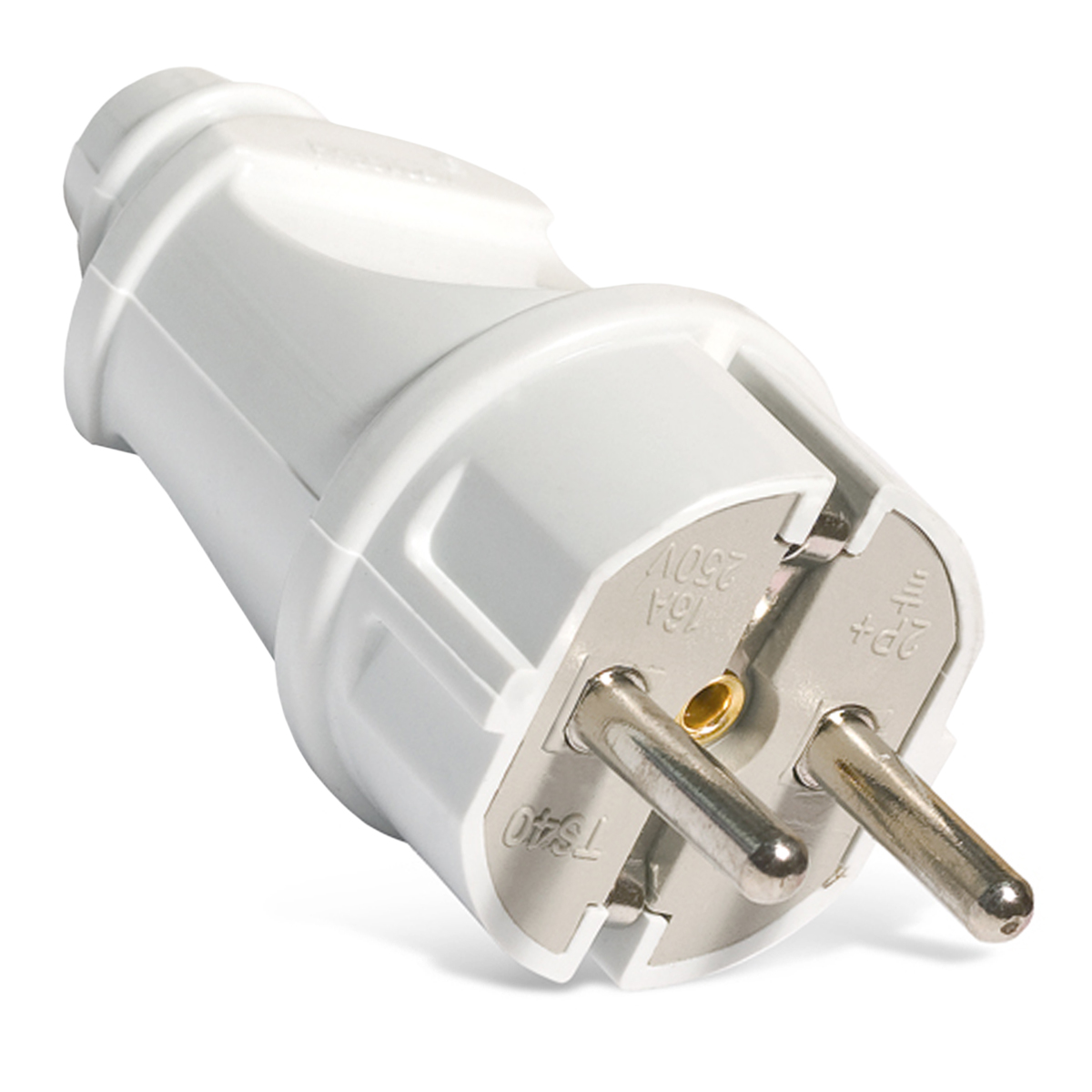 Вилка штепсельная  В16-101 белая евро (А0101) *10/25/250