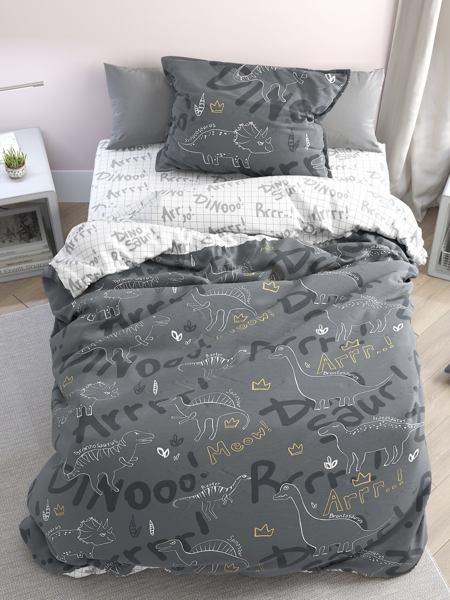 Постельное белье детское Павлайн Дино, 1.5-спальное, бязь