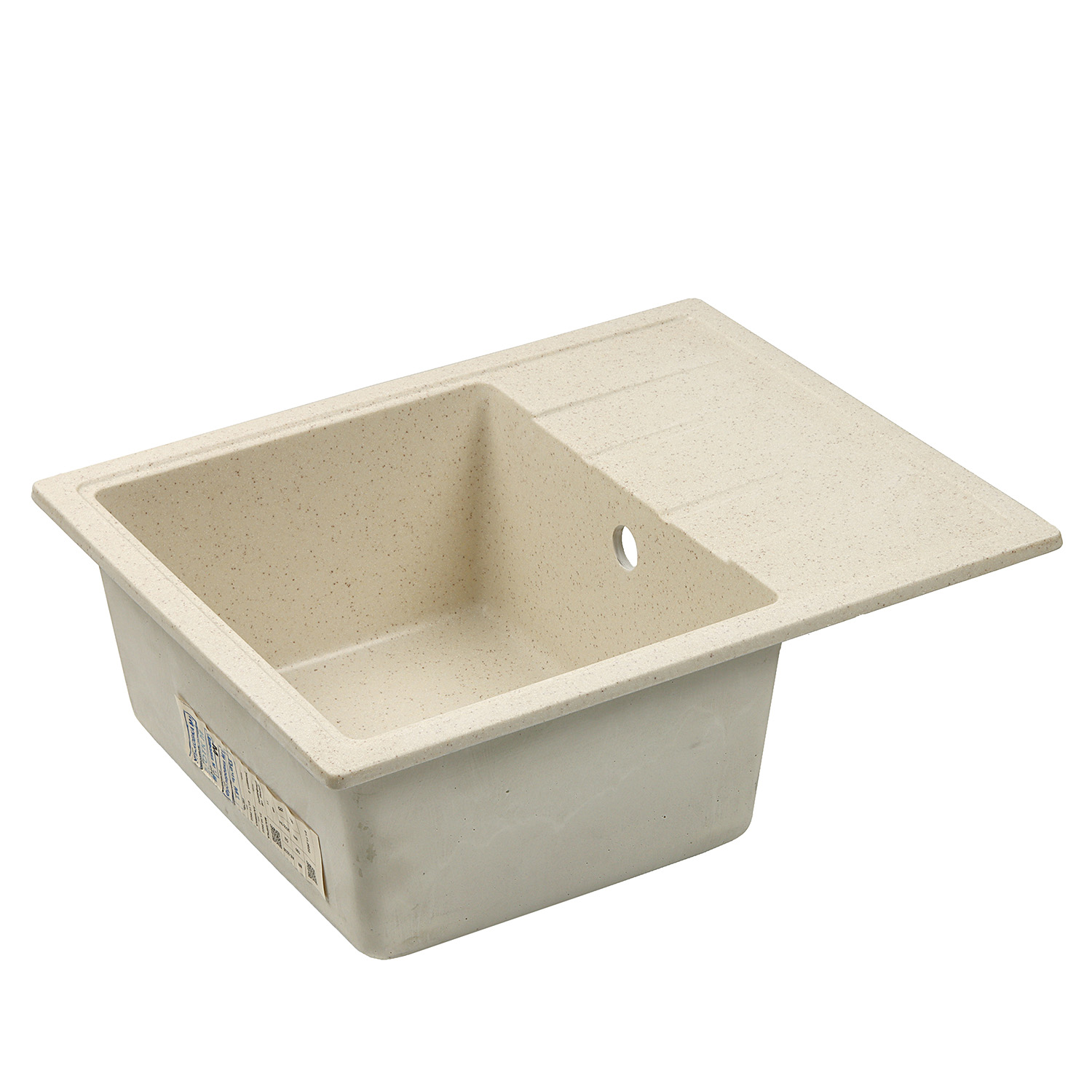 Мойка из искусственного камня прямоугольная бежевая матовая AGATA 150Q2 (575х470х215) *1