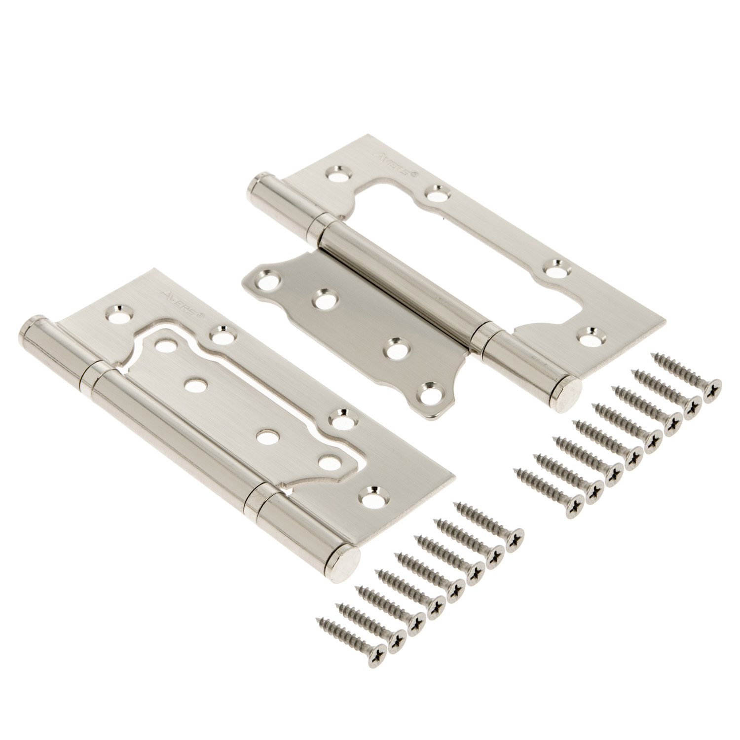 Петля без врезки 125*75*2,5мм НИКЕЛЬ матовый NIS (комплект 2шт.) AVERS *1/6/48