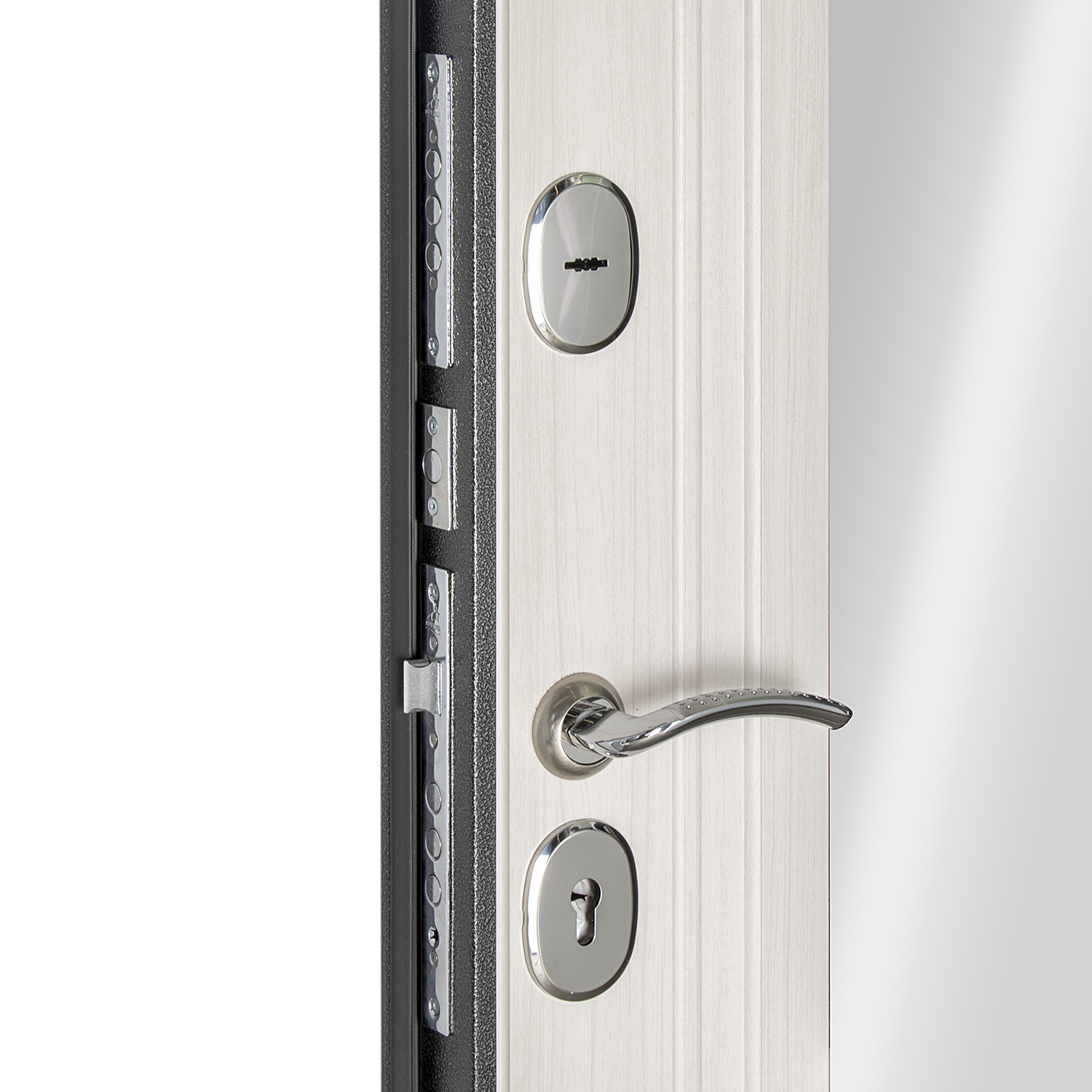 Дверь входная Дверной континент, 860х2050х70 мм, с зеркалом, левая, серебристый антик/сандал светлый