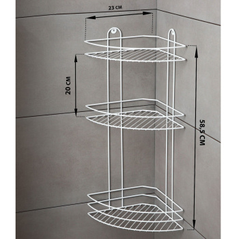 Полка для ванной угловая 3-х ярусная, 23*23*58,5см, цвет белый 6827784