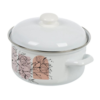 яяяНабор кастрюль эмалированных: 1,5л+2,0л+3,0л рис. "Хлопок" С-124АП2/4 "Лысьвенские ЭМАЛИ" *1