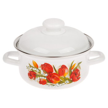 Набор кастрюль эмалированных: 1,5л+2,0л+3,0л рис. "Ласковый май" С-124АП2/4 "Лысьвенские ЭМАЛИ" *1