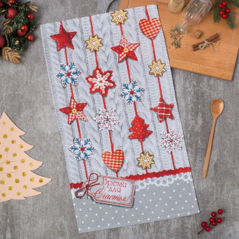 Полотенце вафельное 35*60см Время для счастья Доляна *1