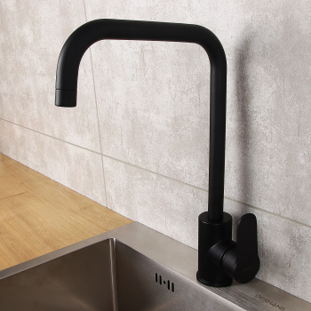 Смеситель для кухни Milardo Poli черный матовый, высокий излив POLBLL0M05 *1/16