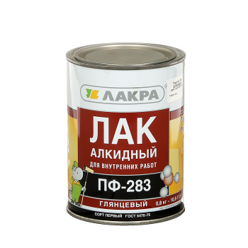 Лак ПФ-283 для внутренних работ по дереву и металлу глянцевый 0,8 кг Лакра *110588