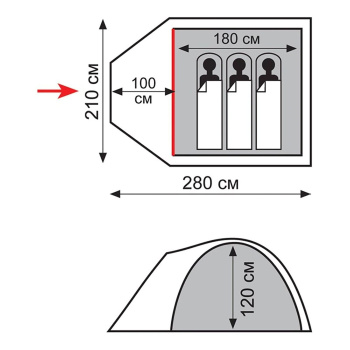 Палатка туристическая Indi 3 (V2), 210 х 280 х 120 см, 3-х местная, 2,9кг, цвет зелёный Палатка туристическая Indi 3 (V2), 210 х 280 х 120 см, 3-х местная, 2,9кг, цвет зелёный