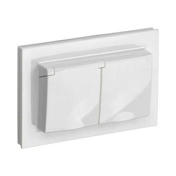 Розетка "BRITE" 2-мест. белая с заземлением крышка з/ш IP44 16А IEK BR-R26-16-44-K01-F *10/100