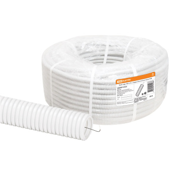 Труба ПВХ гофро с зонд. d25мм(50м) легкая, белая TDM SQ0401-0325 *50