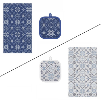 Набор для кухни 3 предмета (фартук, полотенце СД 40/70, прихватка 20/20) Снежинки синий Нордтекс*1