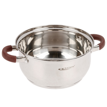 Кастрюля нерж. "Катунь" "Берта" 3,0л d20см термораспред. дно, Стекл. кр., силик.руч. КТ15-D-20 *1/4