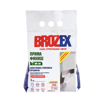Шпаклевка гипсовая 3 кг BROZEX Прима Финиш WR 80 Шпаклевка гипсовая 3 кг BROZEX Прима Финиш WR 80