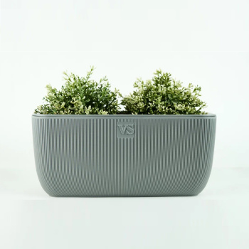 Кашпо пластм. "Фабио" 9,5л 378х190х170мм со вставкой Серый АМBF-9,5-03  ("VipSet") *1/4