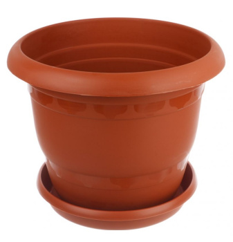 Кашпо пластм. "Toprak" 32,0л d верха 370мм h330мм с поддоном Терракот А5270тр (Копейск)  *1/5