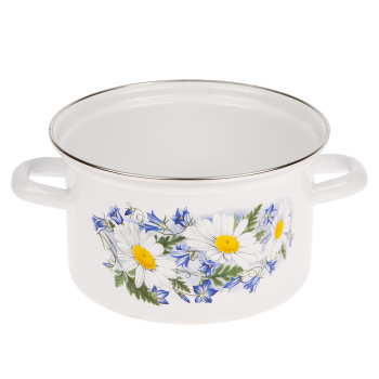 Набор кастрюль эмалированных: 2,0л+3,0л+4,5л рис. "Ромашковое поле" С-007АП2/4 "Лысьвенские ЭМАЛИ"*1