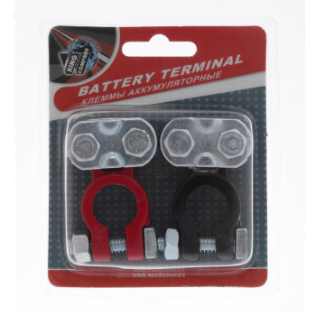 яяяКлеммы АКБ King, в блистере, чёрные/красные, набор 2 шт 1240488