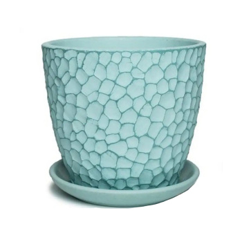 Кашпо керам. "Бутон" "Манго" 0,7л d верха 115мм h102мм с поддоном Бирюзовый №1 КС-Б1-216-23 *16