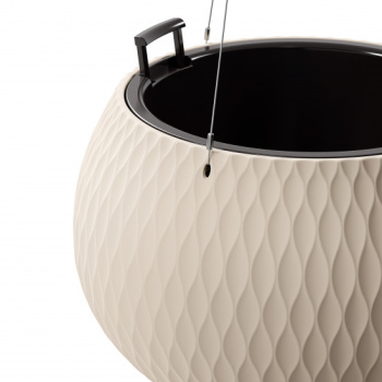 Кашпо пластм. подвесное "Жемчужина" 9,7л d 290мм h195мм, вставка 4л, металл.подвес Беж. М8723 *1/4