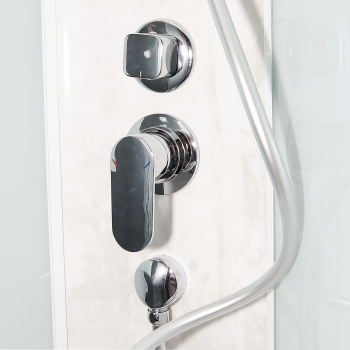 Кабина душевая120*80*218 Delight Slim 128L high под. высок. стекло матов,б/эл,ст.белые DOMANI-Spa