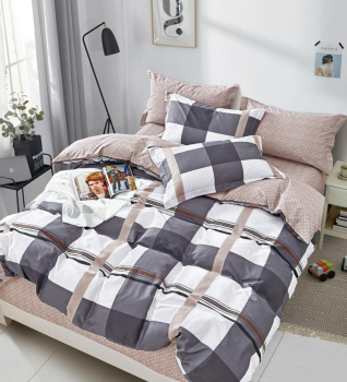 Постельное белье 2сп поплин на резинке Орхидея 6593, наволочки 70*70 - 2шт *1/4