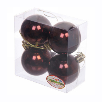 Новогодние шары 5 см (набор 4 шт) "Глянец", шоколад
