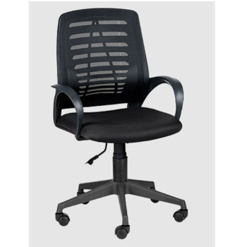 Кресло компьютерное Ирис 450x560xh910 сетка чёрная/ткань В-14 чёрная *1