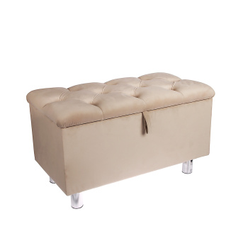 Банкетка FORPOST, 40х48х75 см, каретная стяжка, велюр конфетти крем, бежевый