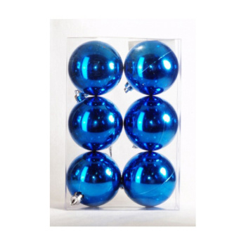 Новогодние шары 6 см (набор 6 шт) "Глянец", синий