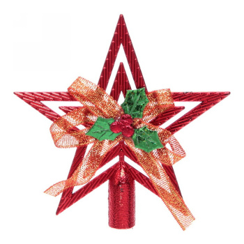 Звезда на елку Серпантин «Классика», с бантом, 9.5 см, красный