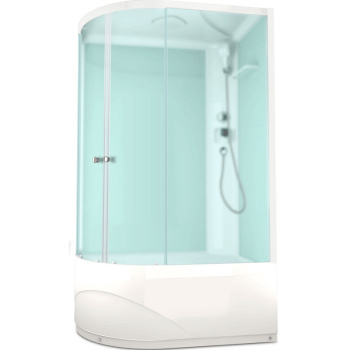 Кабина душевая120*80*218 Delight Slim 128R high под. высок. стекло матов,б/эл,ст.белые DOMANI-Spa