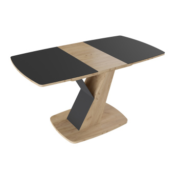 Стол обеденный прямоугольный раздв. Гарда Тип1 1100(+315)*790*760мм Дуб Крафт зол/стекло графит*1