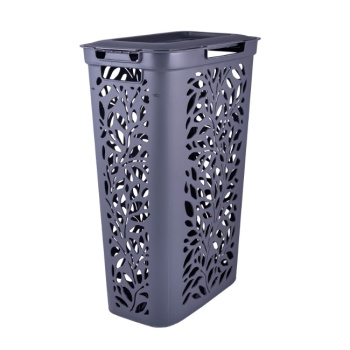 Корзина для белья пластм. 40л "Leaves" 635x275x440мм Серый 49425 ("Плимербыт") *1/4