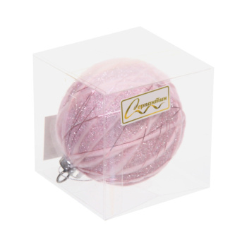 Новогодний шар "Волшебные нити" 8 см, Розовое золото