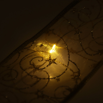 Гирлянда для дома Серпантин лента декоративная «Волшебство» 2 м, 6 см, 20 LED, на батарейках, золото