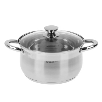 Кастрюля нерж. "Катунь" "Диана" 4,2л d22см термораспред. дно, Стекл. кр. KT01-D-40 *1/4