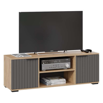 Тумба под ТВ Хилтон 1711х374h452 (Дуб крафт золотой/Графит матовый)*1