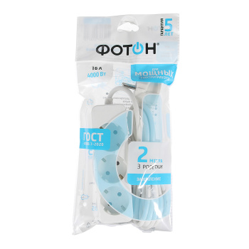 Удлинитель 3 розетки 2м с/з ПВС 3*1мм2 16А мощ.нагр 4000Вт 16-23Е Фотон 21116 *1/20