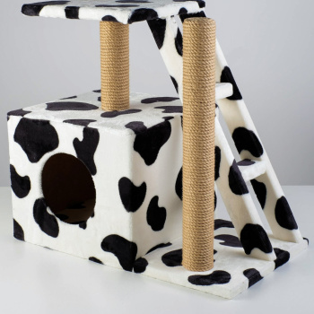 Домик-когтеточка "Домосед" с лестницей и площадкой, джут 60х35х56 см, микс