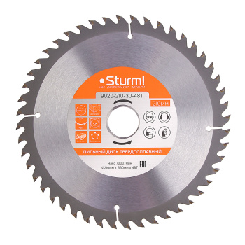 Диск пильный 210*30,0мм 48 зубьев по дереву (9020-210-30-48Т) Sturm *1/50