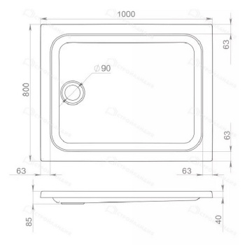 ПД25 Поддон 100х80 прямоугольный, низкий, в комплекте *1