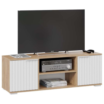 Тумба под ТВ Хилтон 1711х374хh452 (Дуб Крафт золотой, Белый матовый)*1